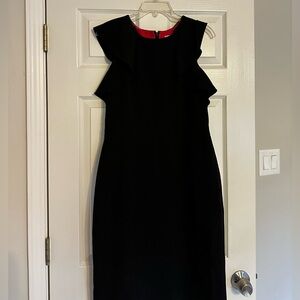 Tahari Black Mini Dress with Red Highlights